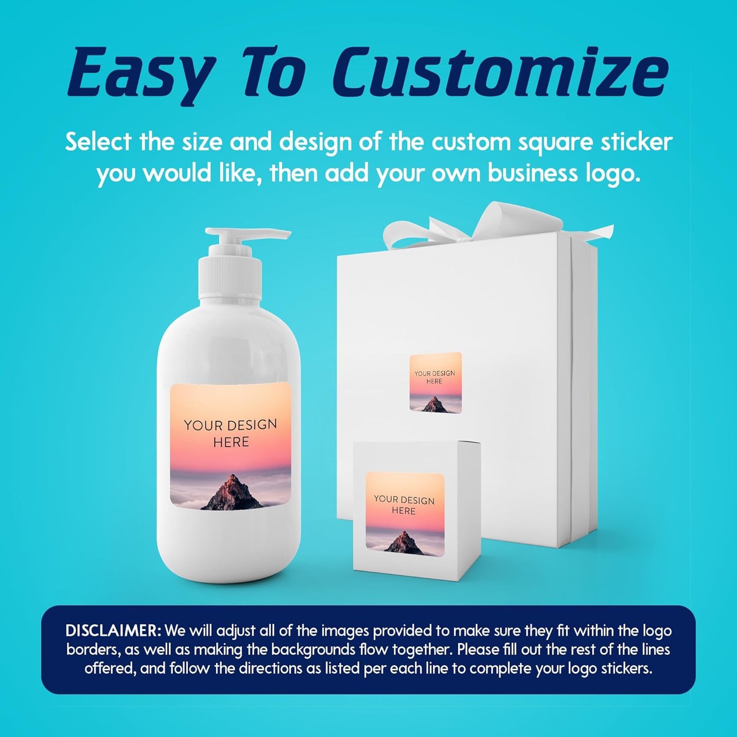 100 Custom Vinyl Stickers - Upload Your own Image, Text, Design, Logo - Personalized Logo Labels for Handmade, Packaging, Bottle, Jars, Candle, Brand Stickers (Foggy Valley, 6x6)