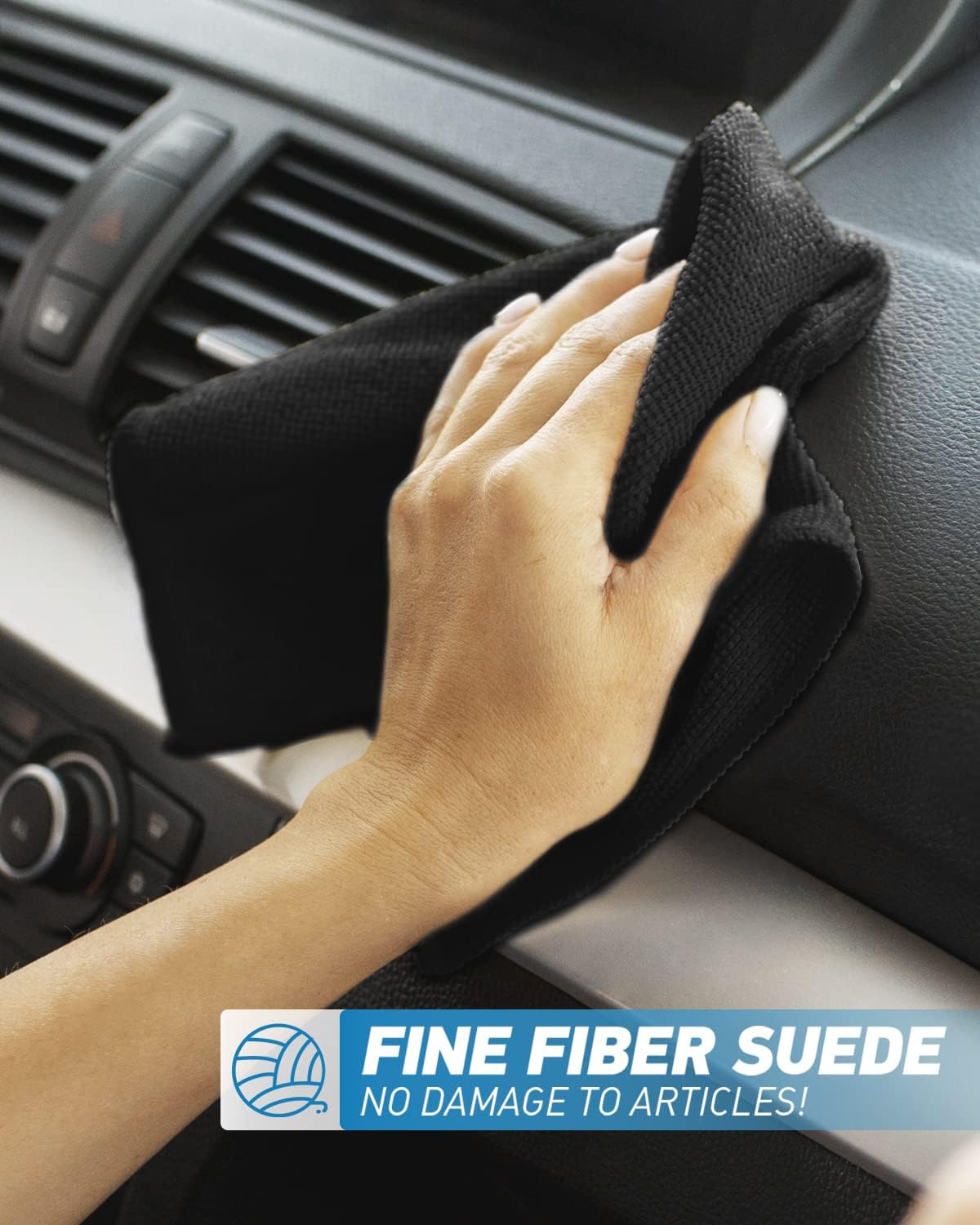 Microfiber Cleaning Cloth-24Pcs (13x13 inch) Ultra Soft Highly Absorbent Rags for Housekeeping-Machine Wash (Black)