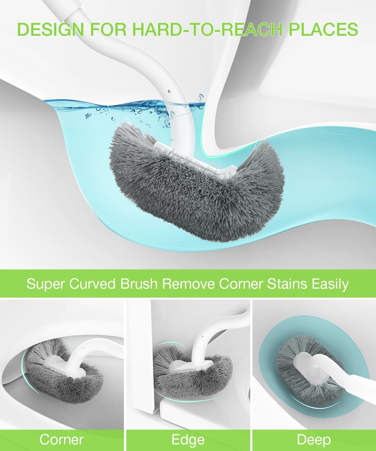 Wooden Toilet Brush, OSCIOSS Toilet Brush and Holder Set with Ergonomic Design, Compact Size, Durable Bristles, Bamboo RV Toilet Cleaner & Holder for Bathroom