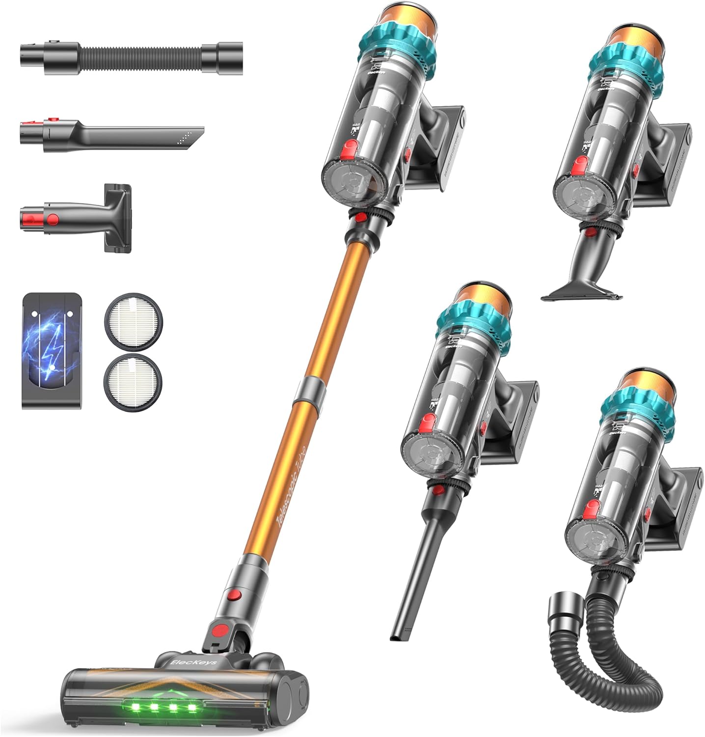 ElecKeys Cordless Vacuum Cleaner, Upgraded 580W 48KPA 65Mins Vacuum Cleaners for Home, Stick Vacuum with Self-Standing and Touch Screen, Anti-Tangled Handheld Vacuum for Pet Hair, Floors, Carpets, K10