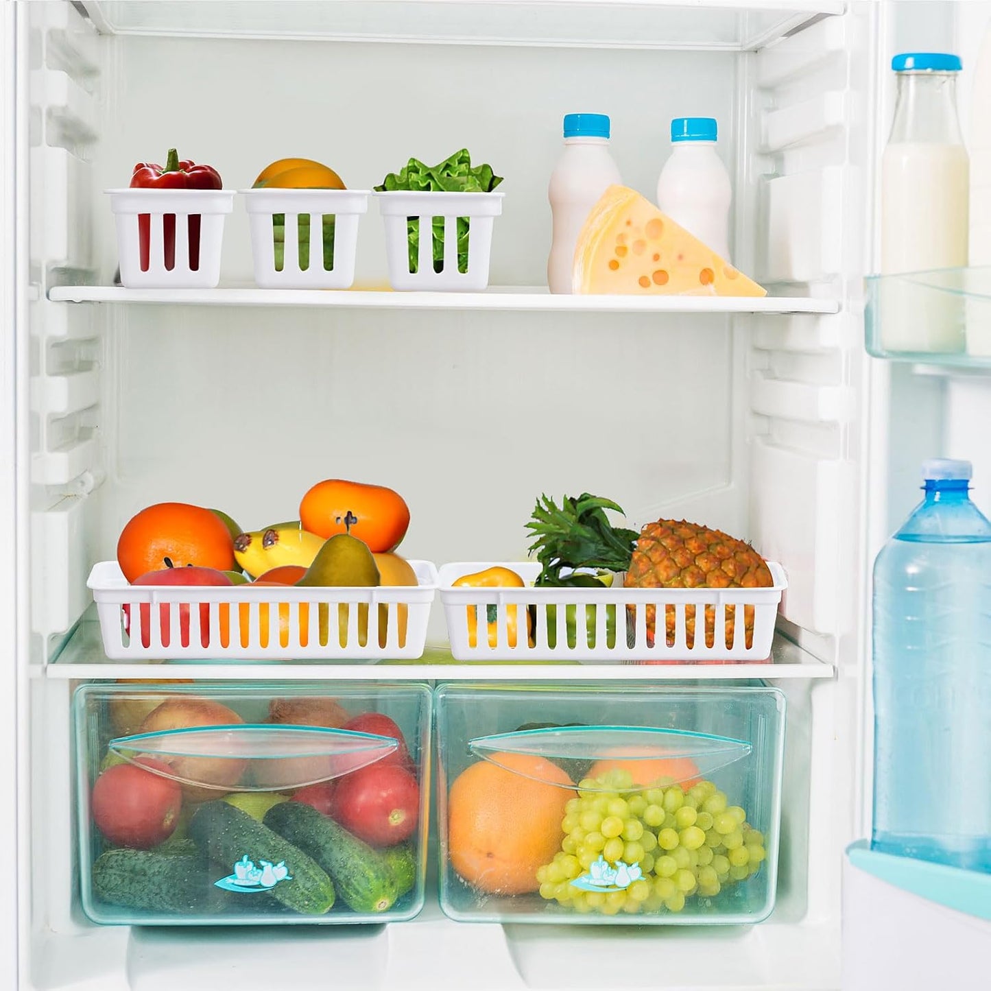 Domensi 24 Pcs Slim Plastic Storage Baskets Tray for Organizing 10.25 x 3.25 x 2.5 Inch Small Storage Bins Stackable Drawer Pencil Trays Holder for Desk Garage Office Containers(White)