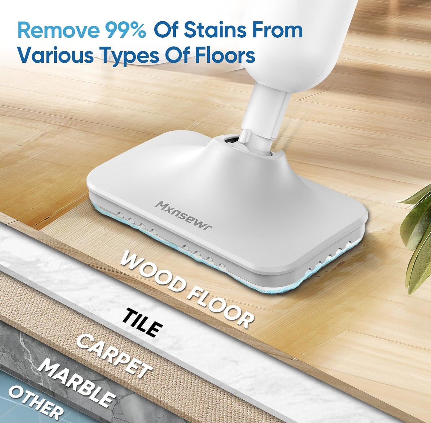 Steam Mop All-in-one Multi-Functional Powerful Steam Cleaner, Handheld Detachable Floor Steamer with 2 Steam Level, 380ML Water Tank & 23FT Power Cord for Floor Cleaning, Bathroom,Clothes, Furniture