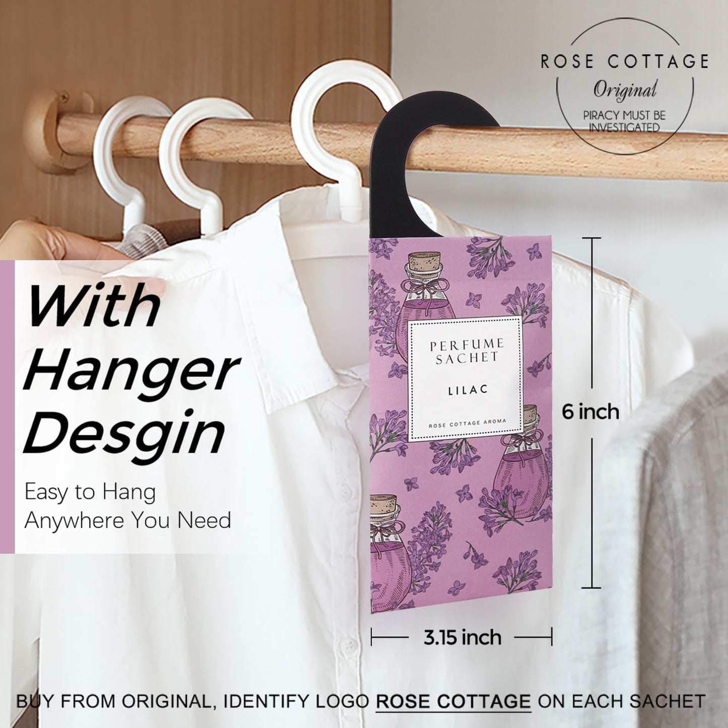 ROSE COTTAGE Large 12 Packs Lilac Hanging Closet Air Freshener Scented Sachets Long Lasting Smell Goods