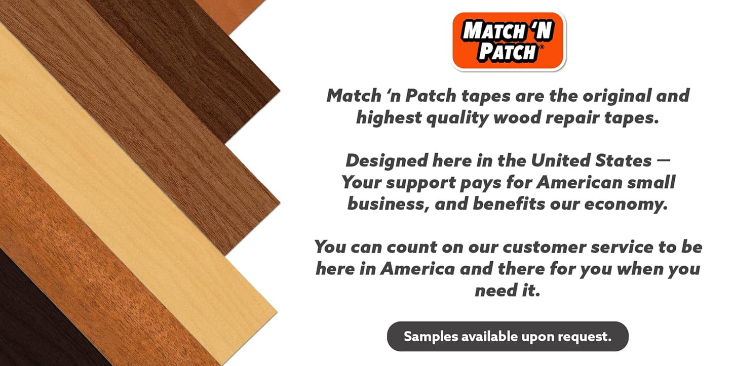 MATCH 'N PATCH Realistic Wood Grain Repair Tape - Durable Multi-Use Adhesive Tape for Furniture, Floors, Cabinets, Windows, Doors, RV, Home Decor & DIY Projects - Dark Cherry, 2.25 inch x 15 feet