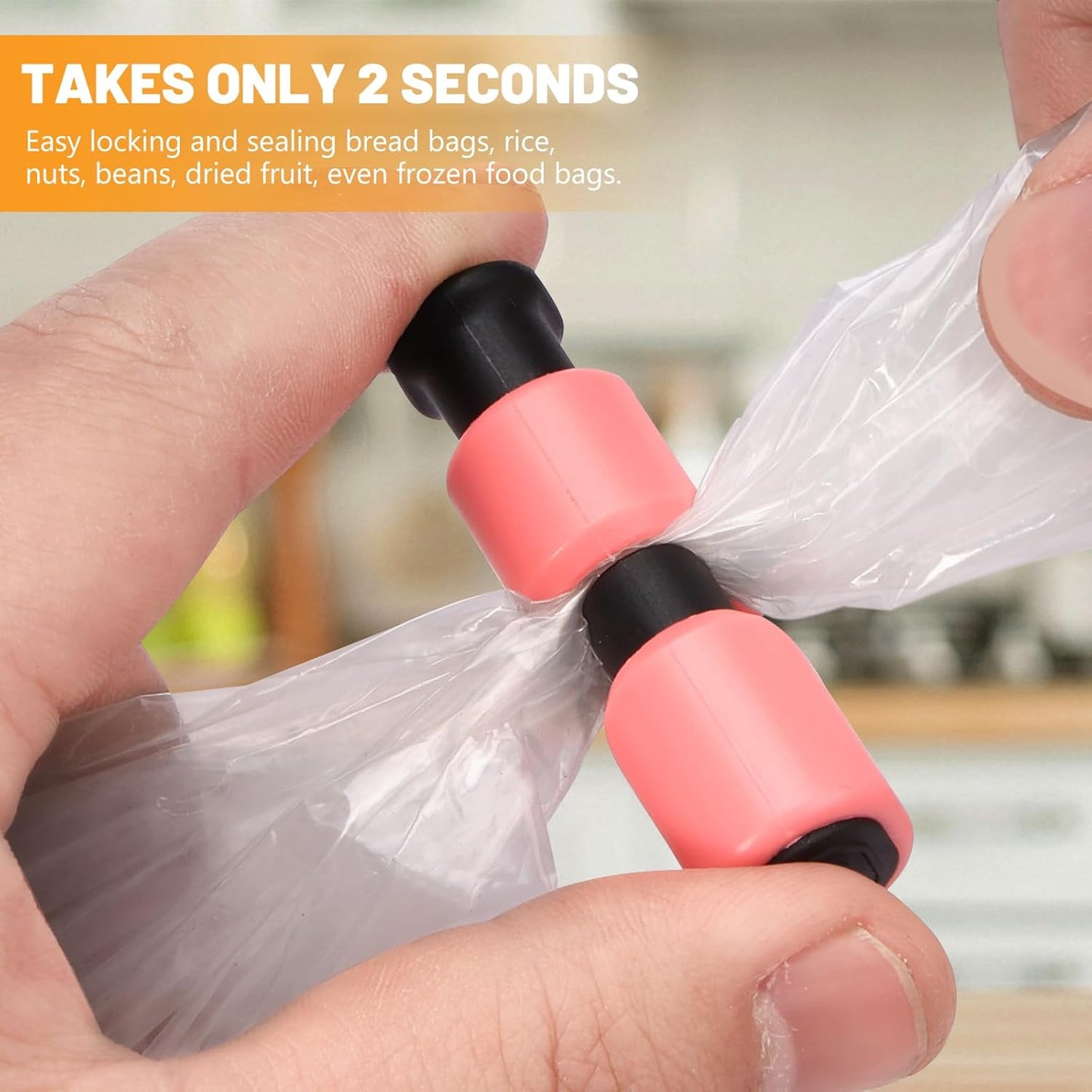 AmoreAngel Crafts 8 Pack Bread Bag Clips, Squeeze Lock Food Bag Clips, Plastic Sealing Clip for Bread, Snacks, Chips, 4 Colors, Easy Grip, Airtight Seal