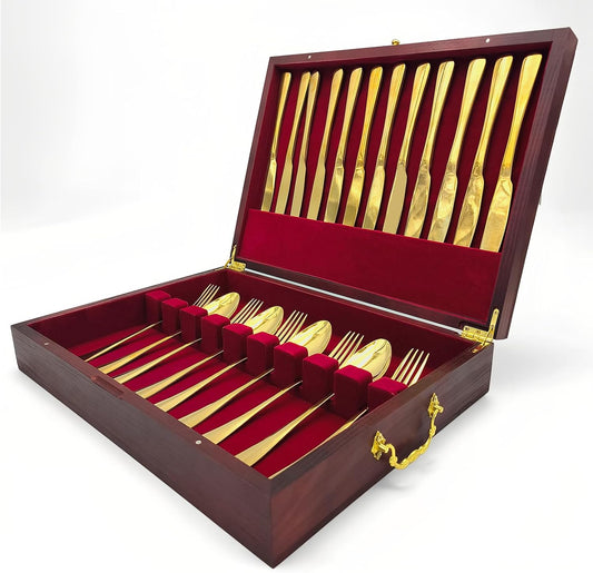 Silverware Storage Box, Kitchen Drawer Organizer, Drawer-containing flap-type storage box, Wood Chest, with Tarnish Proof Felt Lined, Storage Silver Chest for Kitchen (1 layer)