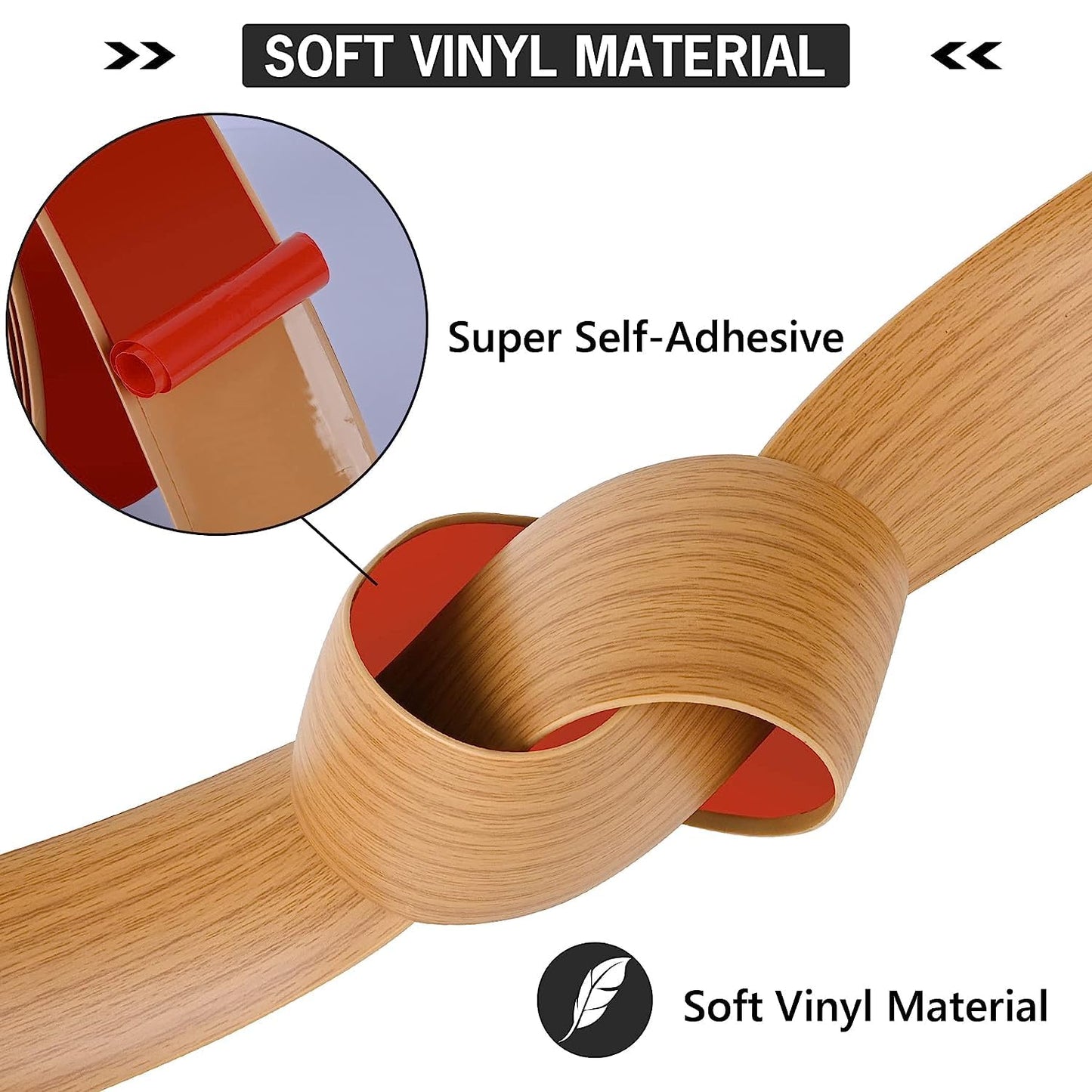 20Ft Floor Transition Strip Self Adhesive Vinyl Cover Floor Strip Flat Divider Transition Strip Wood Grain Design for Laminate Floor Gaps and Doorway Transitions (20Ft x 2 Inch, Light Brown)