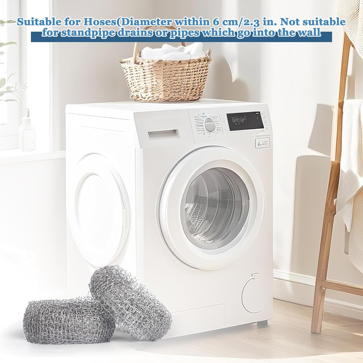 24 Pieces Stainless Steel Lint Traps for Washing Machine Hose,Rust-Proof Pet Lint Catcher Mesh Filter with 24 Pieces Cable Ties