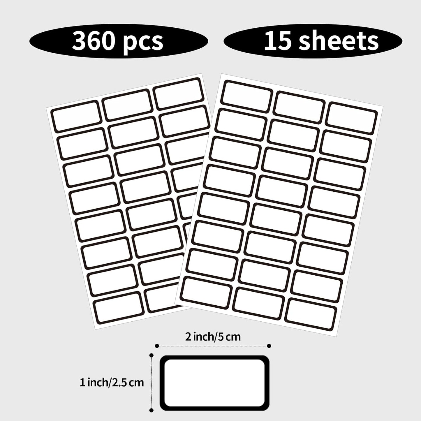 STARLIBOO Removable Labels, Blank Freezer Labels for Food Containers, 1x2 Inch Freezer Stickers, Freezer Labels to Write on/Waterproof Labels/Easy Peel Off (Black Border, 360 Labels)