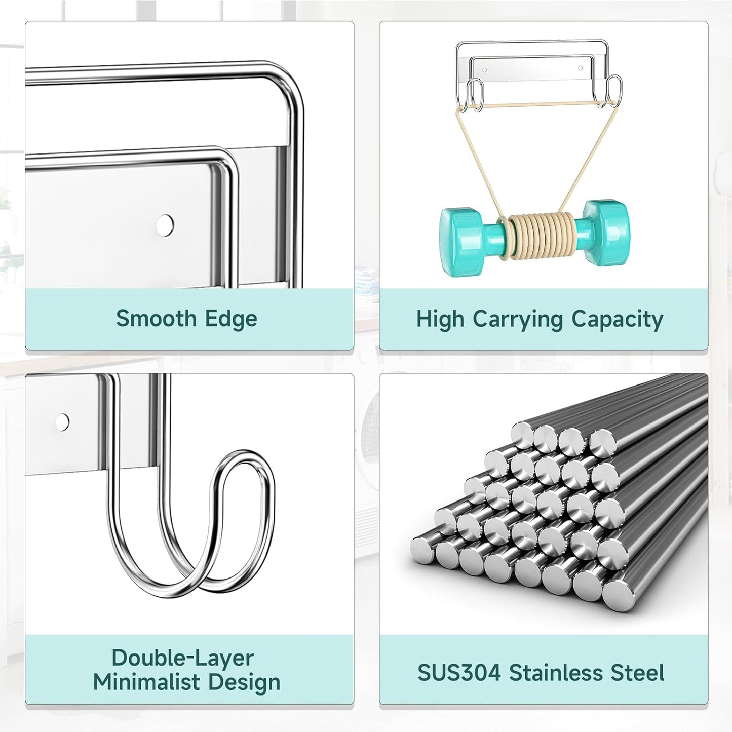 Ironing Board Hanger Wall Mount, Ironing Board Holder for T or Y Leg, Stainless Steel Iron Board Hanger, Laundry Room Wall Hook for Iron Board Holder