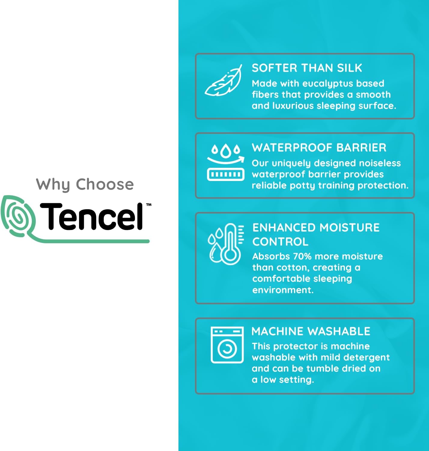 PUREgrace Tencel Mattress Protector (Twin) – Waterproof, Noiseless Cover for Potty Training, Breathable and Soft with Deep-Pocketed Corners for Secure Fit