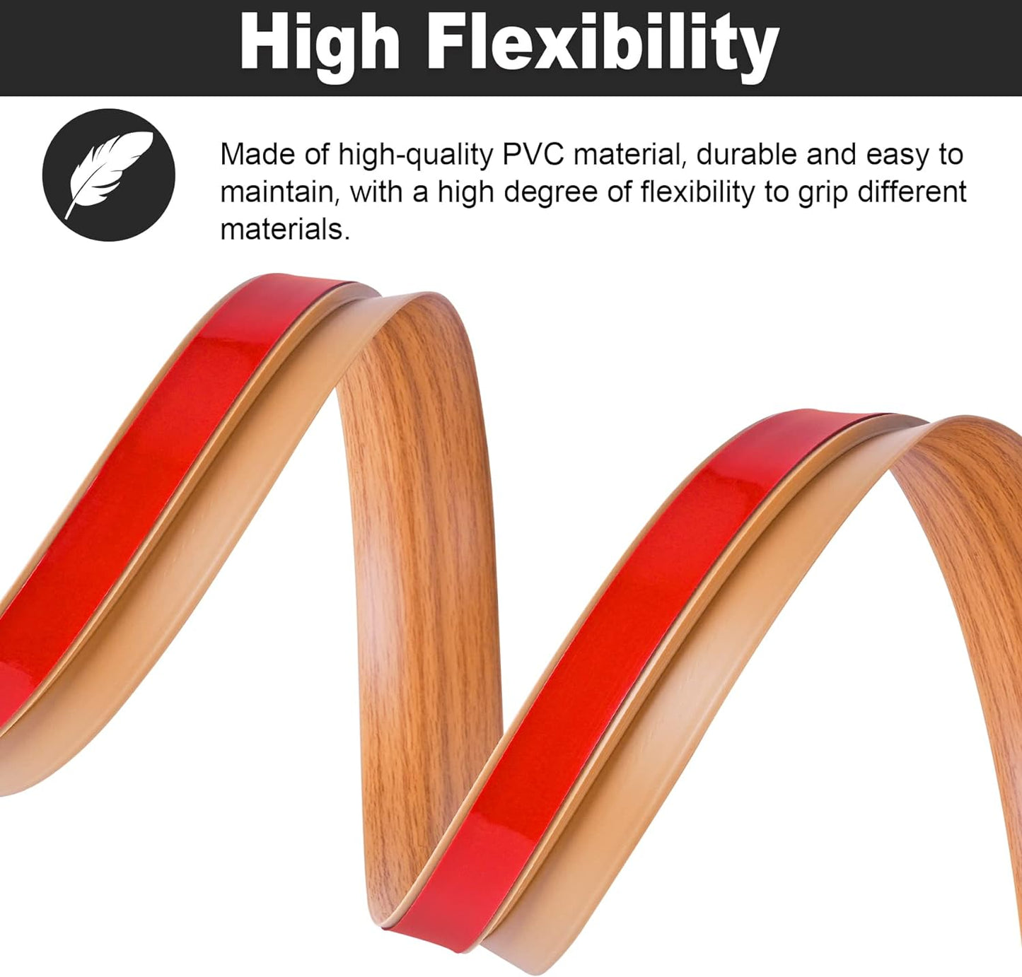 20Ft Carpet Floor Transition Strip, Self Adhesive Floor Edging Trim Strip, PVC Threshold Cover for Doorway, Floor Divider Strip Suitable for Threshold Height Less Than 5 mm - Light Brown Coffee