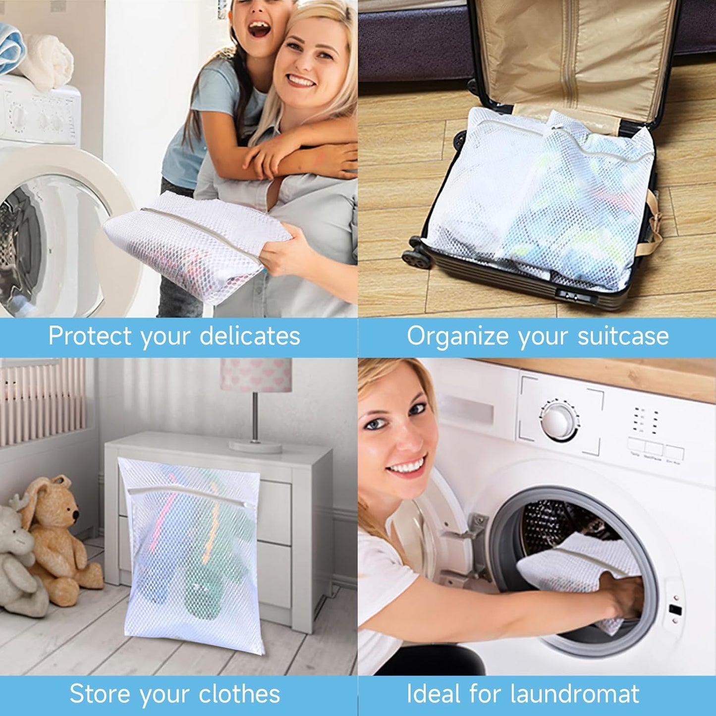 GOGOODA Mesh Laundry Bag for Delicates Set of 2 Lingerie Bags for Washing Machine Great for Laundry, Hosiery, Blouse, Underwear, Pantyhose, Socks(Set of 2)