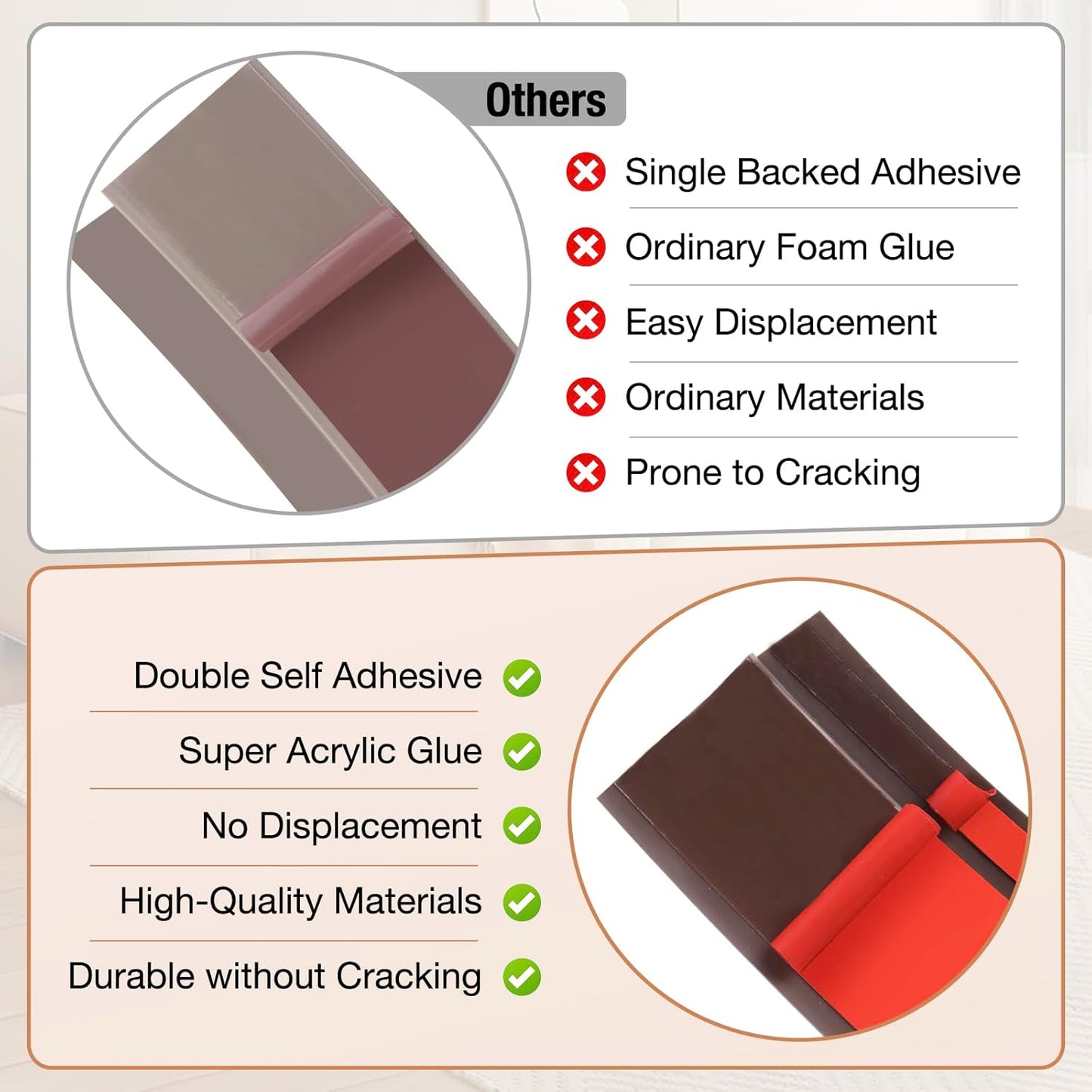 Floor Transition Strip Self Adhesive Vinyl Door Threshold for Doorways Carpet Edging Trim Overlap Edge Reducer for Laminate Floor, Carpet, Tile (Deep Brown Wood Grain, 3/5" to 4/5", 6.6Ft)