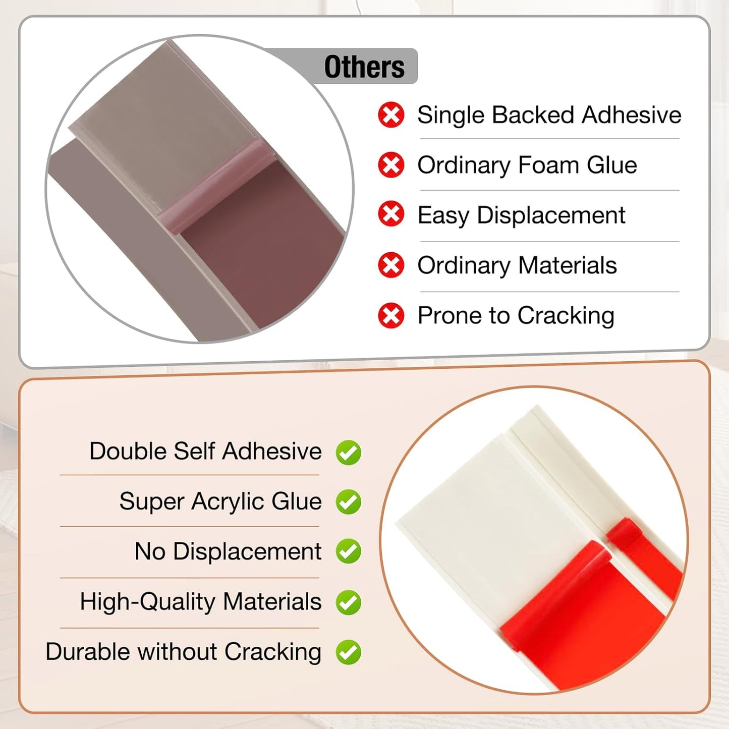 Floor Transition Strip Self Adhesive Vinyl Door Threshold for Doorways Carpet Edging Trim Overlap Edge Reducer for Laminate Floor, Carpet, Tile (Beige Wood Grain, 3/5" to 4/5", 10Ft)