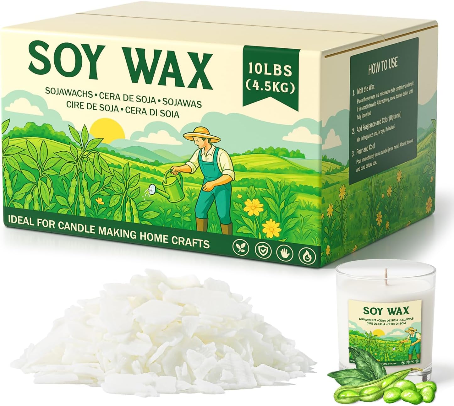 NORVENCE Soy Wax for Candle Making, Natural Soy Wax Flakes 10lb, Premium Candle Wax for DIY Candle Crafting