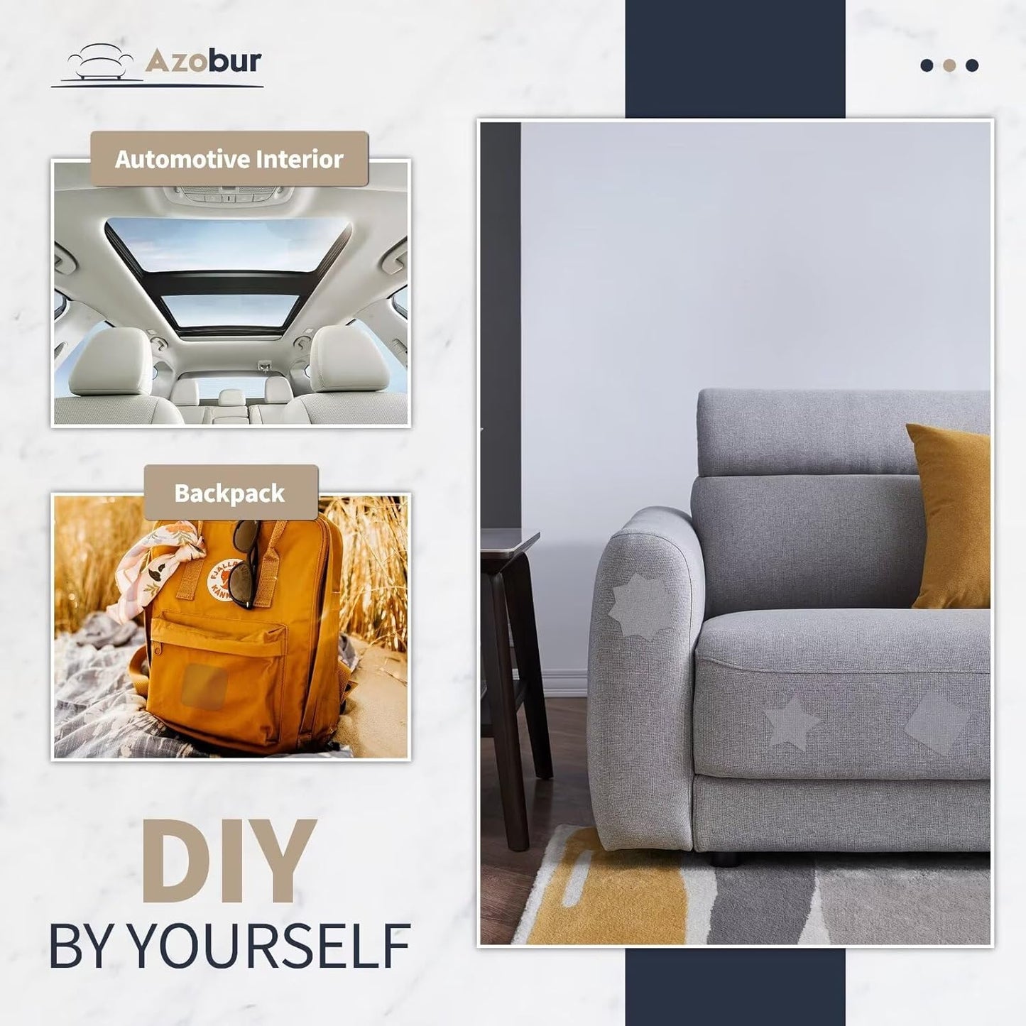 Azobur Velvet Patch,Self-Adhesive Rectangular Flannel Fabric Patch,Multicolor Available Anti Scratch Velvet 8X11 Inch Peel and Stick for Sofas, Automotive Interior, Handbags,and Pillow (Brown)