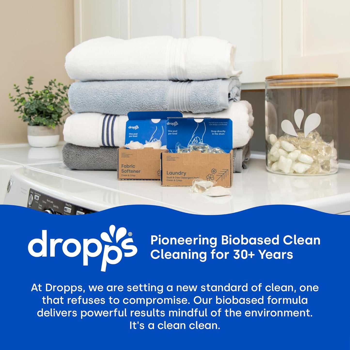 Dropps Laundry Fabric Softener Pods, Lavender Meadow (120 Pods) - Laundry Additive for Softening & Protection - HE Compatible Mineral Based Ingredients Laundry Supplies