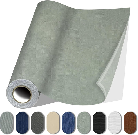 Fabric Repair Patches, 35X79 Inch Canvas Self-Adhesive Fabric Patches Tape Durable, DIY Large Canvas Repair for Sofa, Couches, Furniture, Chair, Clothing （35X79 Inch, Grey）