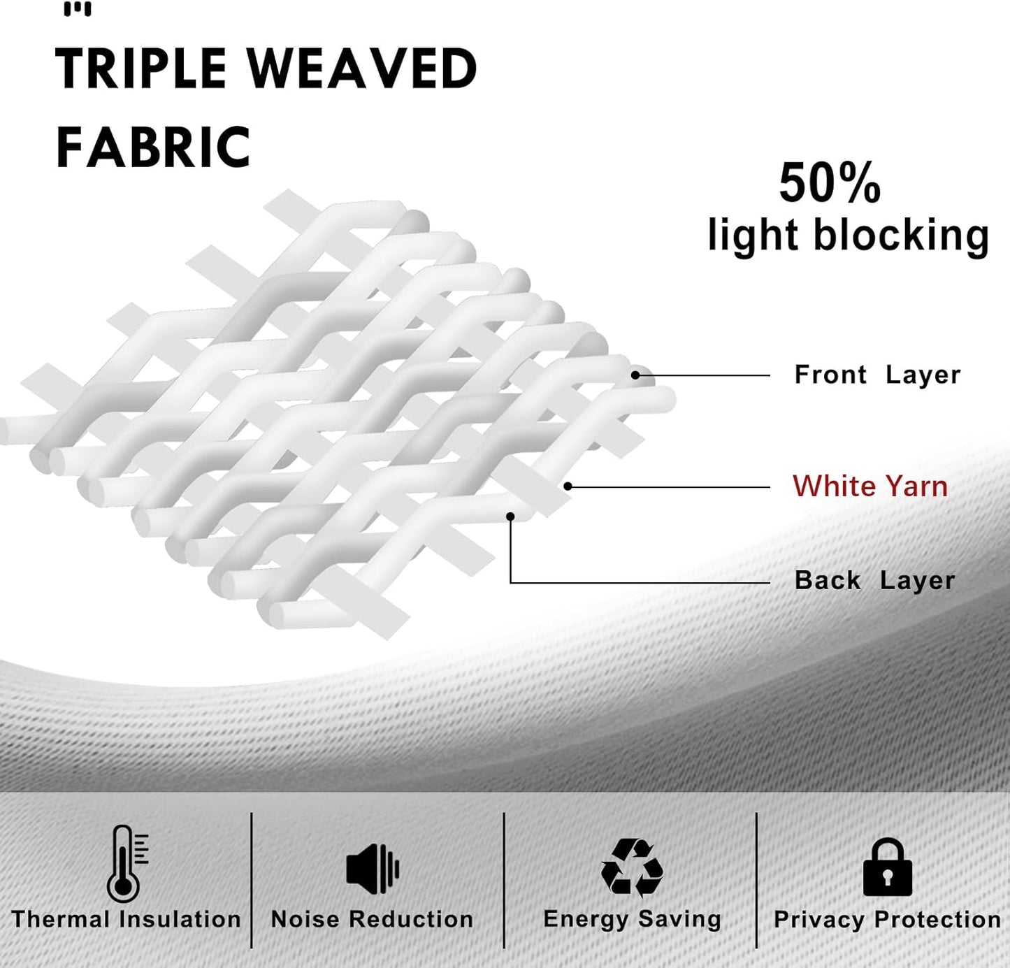 DWCN White Curtains for Living Room Thermal Insulated, 50% Light Blocking Curtains for Bedroom, Dining Room Window, W 42x L 84 Inch, Set of 2 Rod Pocket Curtain Panels