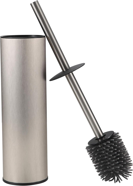 Toilet Brush and Holder Set Premium Material Toilet Bowl Cleaner Free Standing Toilet Bowl Brush and Holder 1pack Brushed Nickel