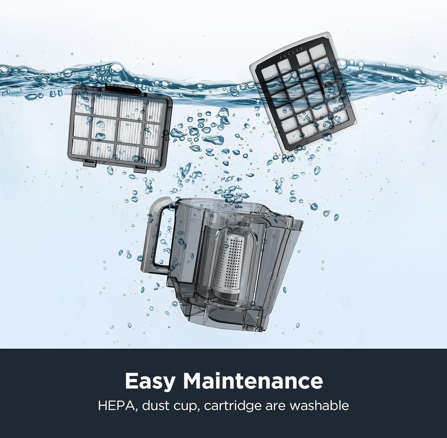 Eureka Bagless Canister Vacuum with Washable HEPA Filter, 16KPA Suction for Carpets/Hard Floors, Compact Design with 3 Cleaning Tools, 2-Motor Household Vacuum, Lightweight and Easy Maneuverable