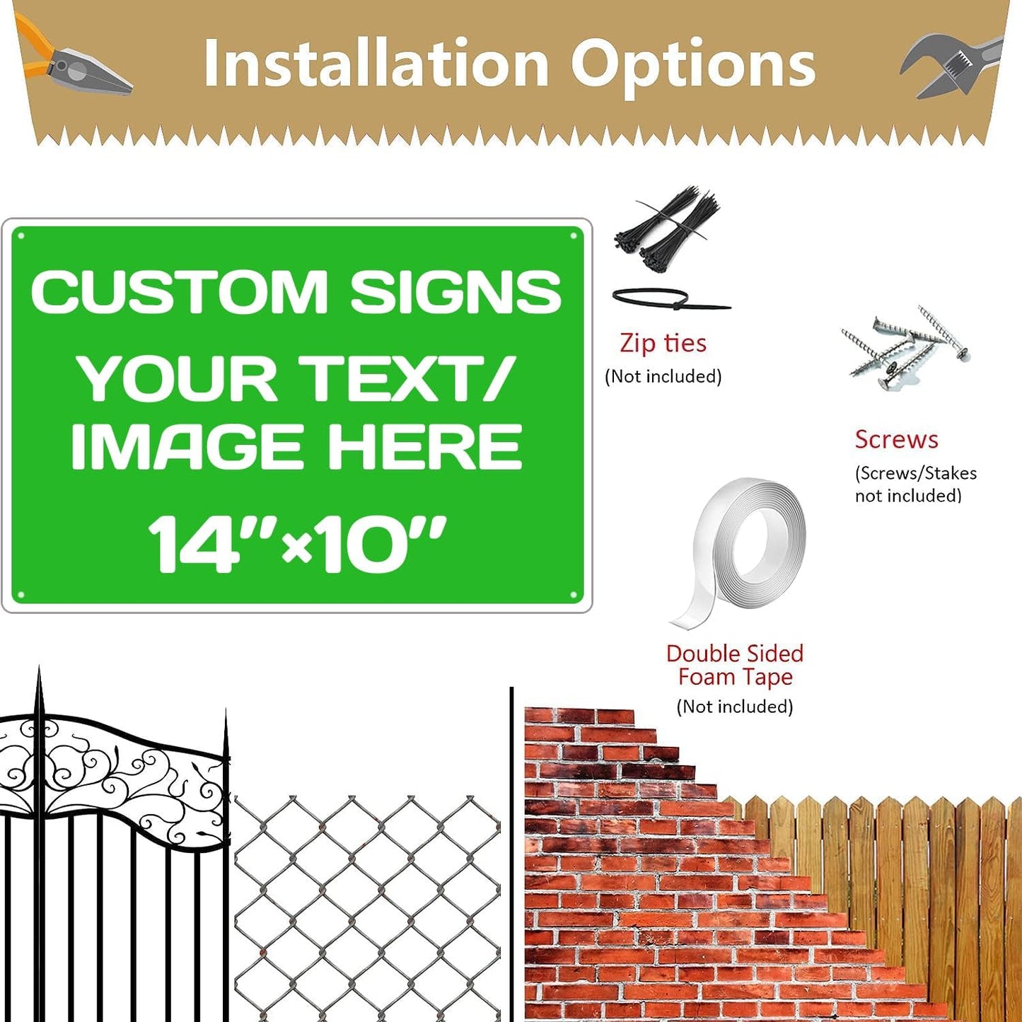 Personalized Aluminum Weatherproof Metal Signs - Multiple Sizes, Custom Text & Picture, Hazard, Garden, Custom Door Signs