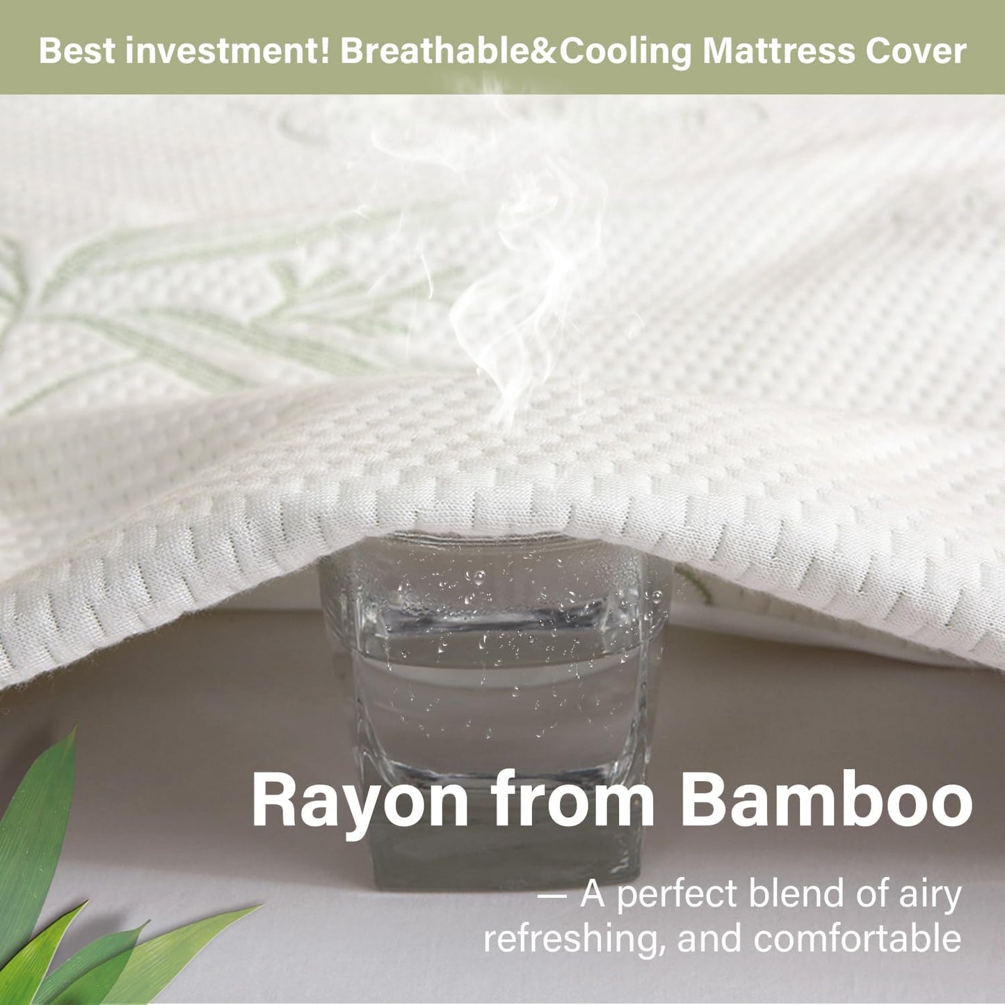 King Mattress Protector Waterproof Mattress Pad Washable Bamboo Rayon Mattress Cover Breathable Noiseless Bed Protector 5" - 21'' Elastic Fitted Deep Pocket