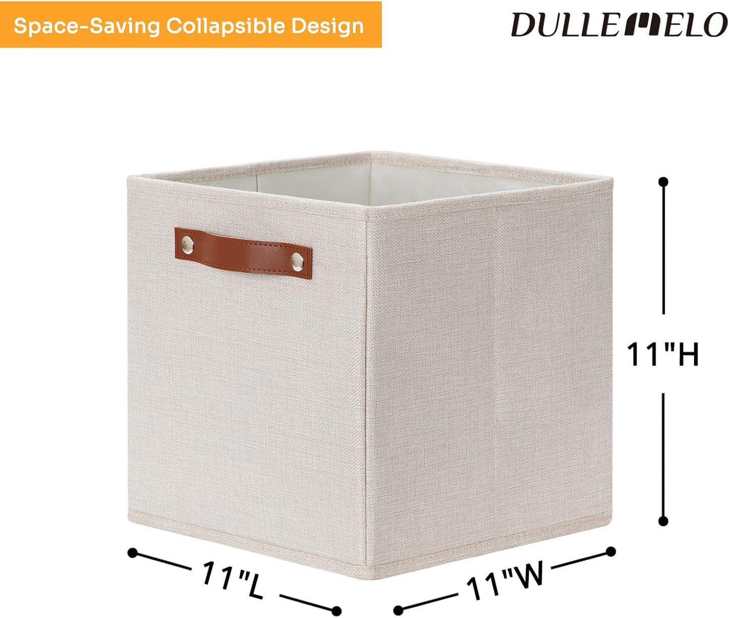 DULLEMELO Storage Boxes for Shelves Closet Storage,Sturdy Home Organization Bins for Gifts Empty,Foldable Fabric Storage Cubes Baskets for Nursery Toys Towels Clothes Storage(Beige)
