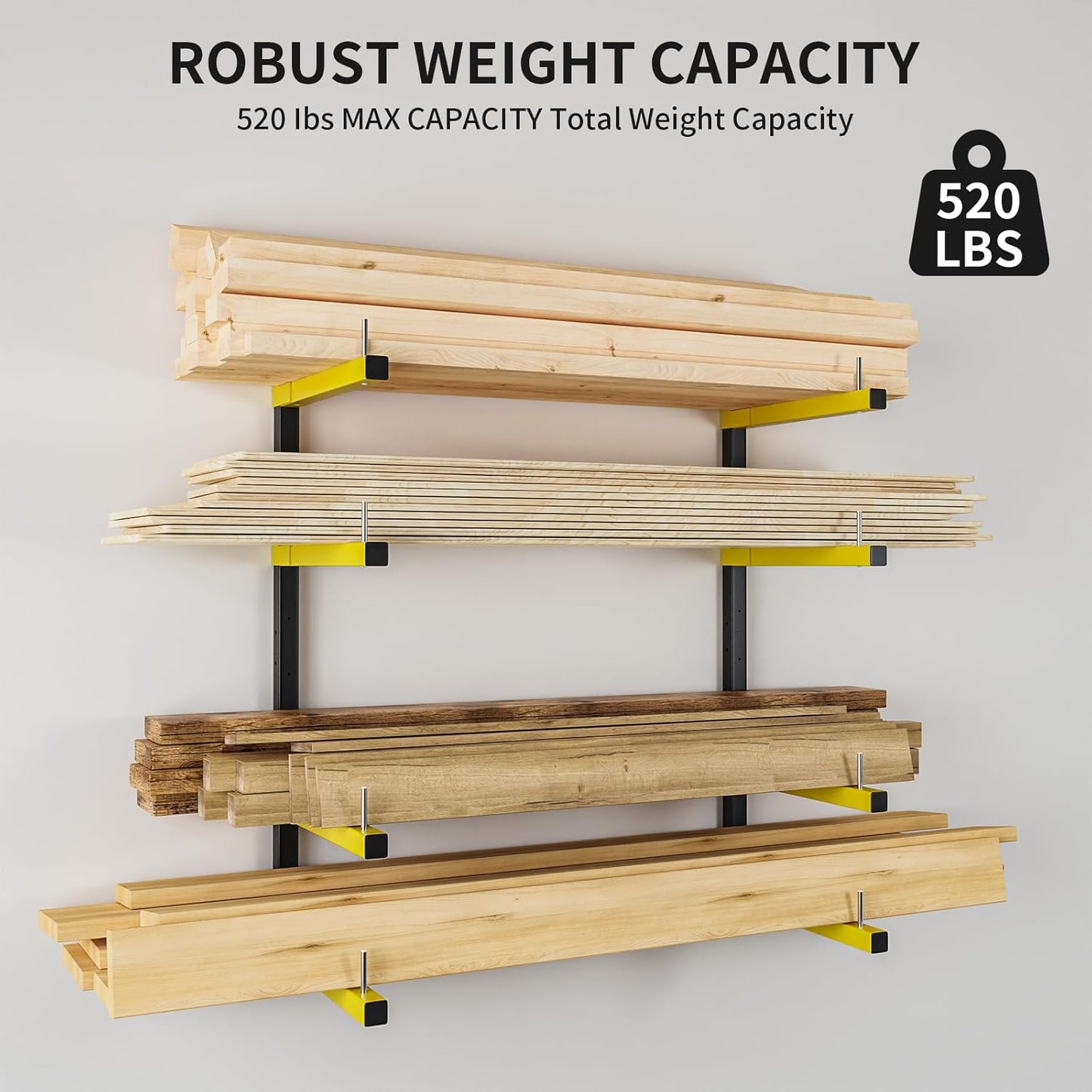 Lumber Storage Rack, Upgrade Cantilever Folding Lumber Rack Wall Mount, Metal 8 Level 32 Inch Plywood Scrap Wood Storage Rack