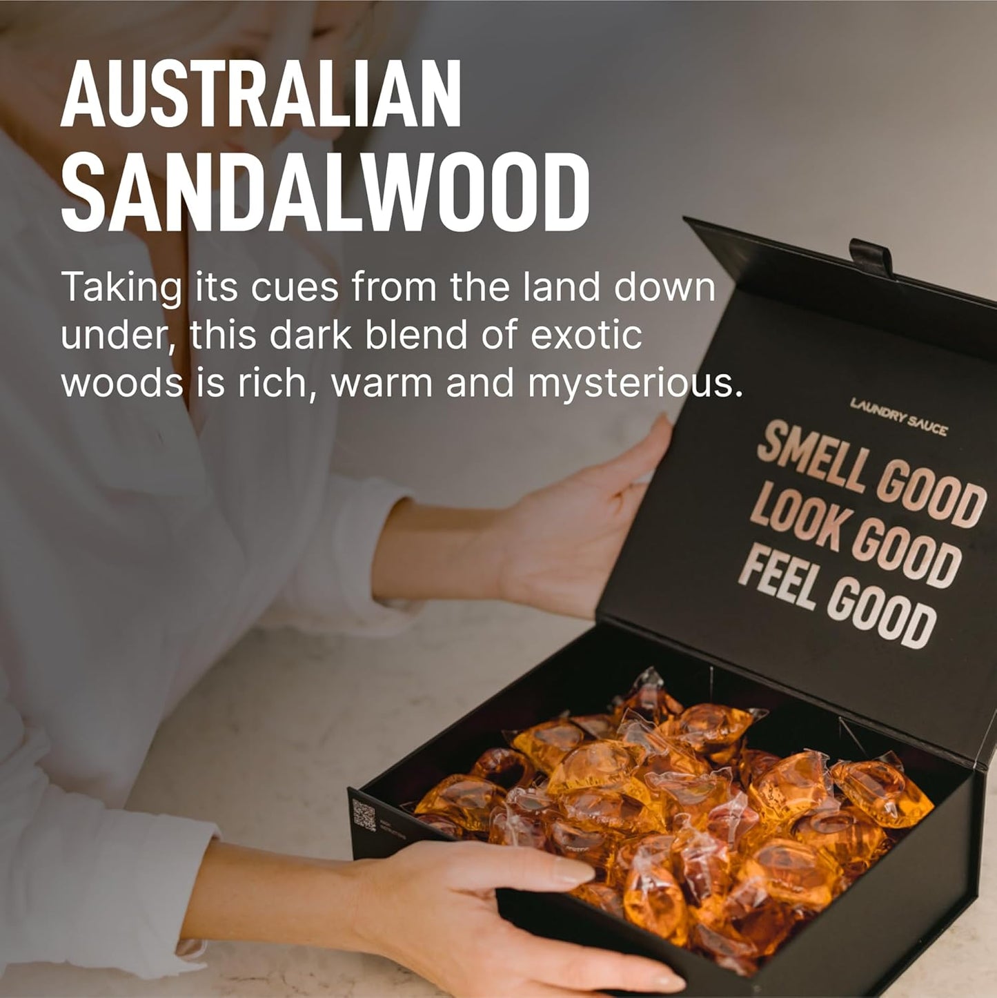 Laundry Sauce - Luxury Scented Laundry Detergent Pods & Scent Booster Bundle (Australian Sandalwood), Premium Laundry Washing Pods with High-End, Sophisticated Fragrances, Dye Free & HE Compatible