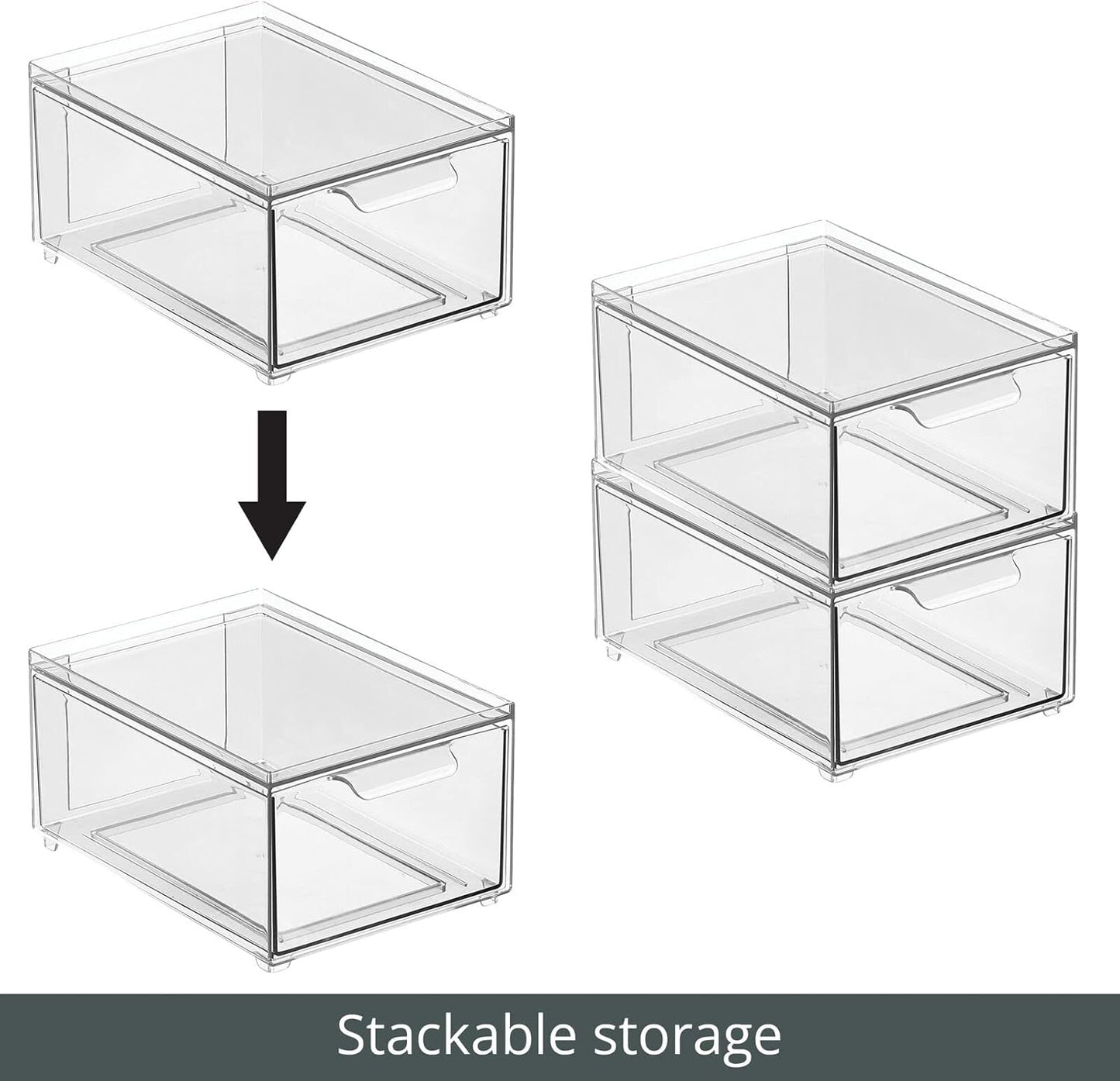 Clarity Pantry Stacking Drawer 8 x 6 x 4 M8 (Pack of 8) - Clear