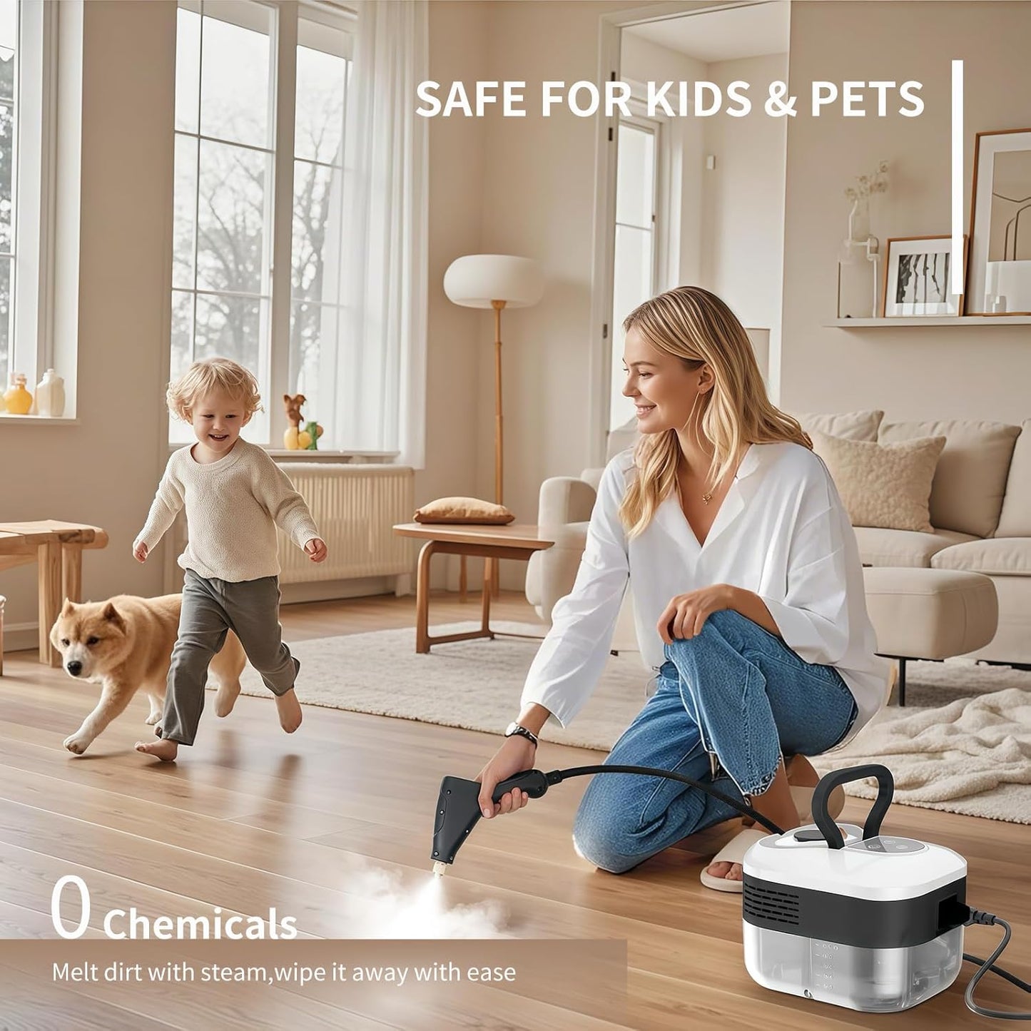 Kuvictewl Handheld Steam Cleaner for Home & Car, Multi-Steam Settings with 15s Fast Heat-Up, 250°F Deep Cleaning for Kitchen/Bathroom/Floors (Model-2025)