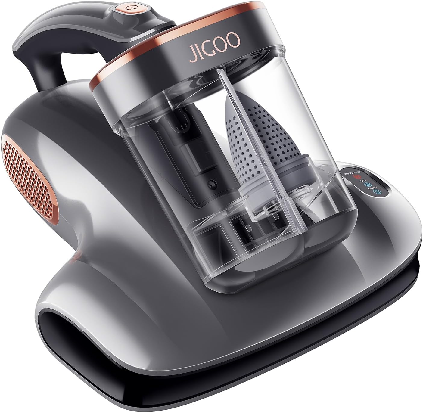 JIGOO Mattress Vacuum Cleaner with UV-C Light, Bed Vacuum Cleaner with Dust Sensor, Ultrasonic and High Heating, Deep Cleaning Bed Vacuum for Sofa Bed Fabric Surface (S100 Cordless)