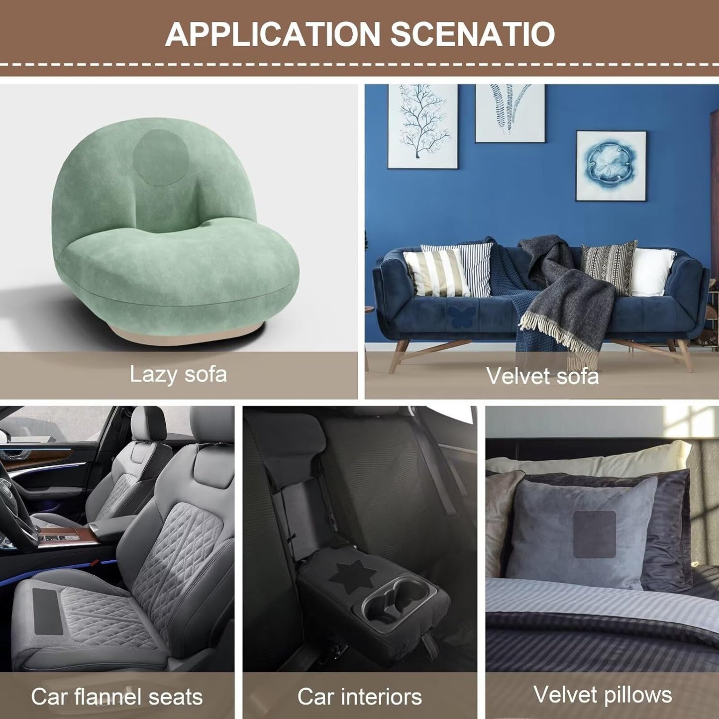 Azobur Fabric Couch Repair Patch 8.3 x 11 inches,Self-Adhesive Fabric Repair Patch for Furniture,Handbag,Sofa,Car Seats-(Brown)