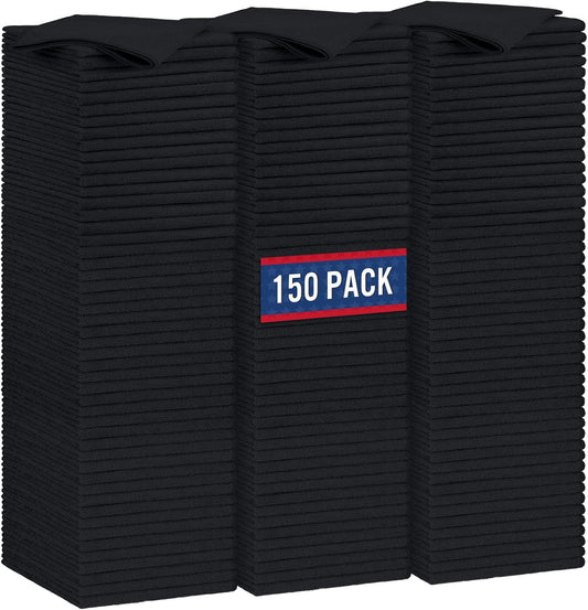 GLIMGLINT Black Microfiber Cleaning Cloth, 150 Pack Microfiber Towels for Cars, Lint Free, Scratch-Free, Highly Absorbent, Reusable Cleaning Rags for Car, Household, Shop Towels 14"X12"