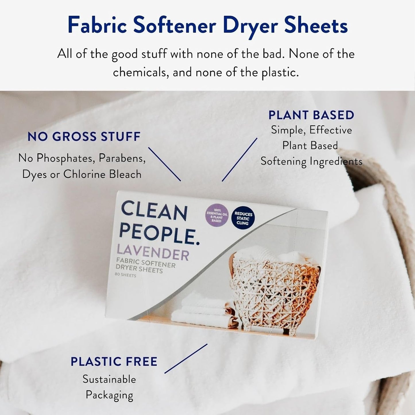 The Clean People Fabric Softener Sheets - Dryer Sheets - Softens & Removes Static Cling - Vegan Laundry Softener, Essential Oils - Lavender 360 Pack