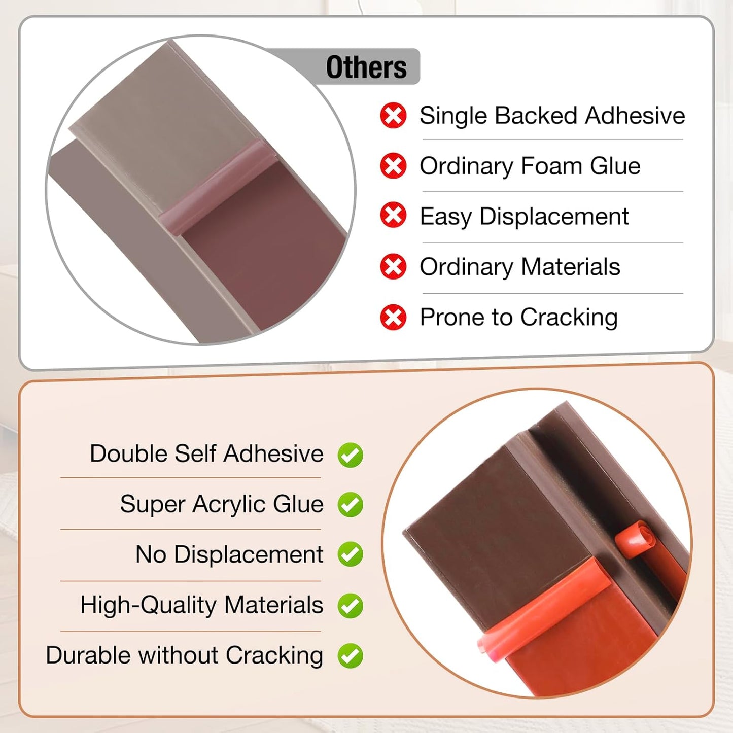 Floor Transition Strip Self Adhesive Vinyl Door Threshold for Doorways Carpet Edging Trim Overlap Edge Reducer for Laminate Floor, Carpet, Tile (Brown, 2/5" to 3/5", 6.6Ft)