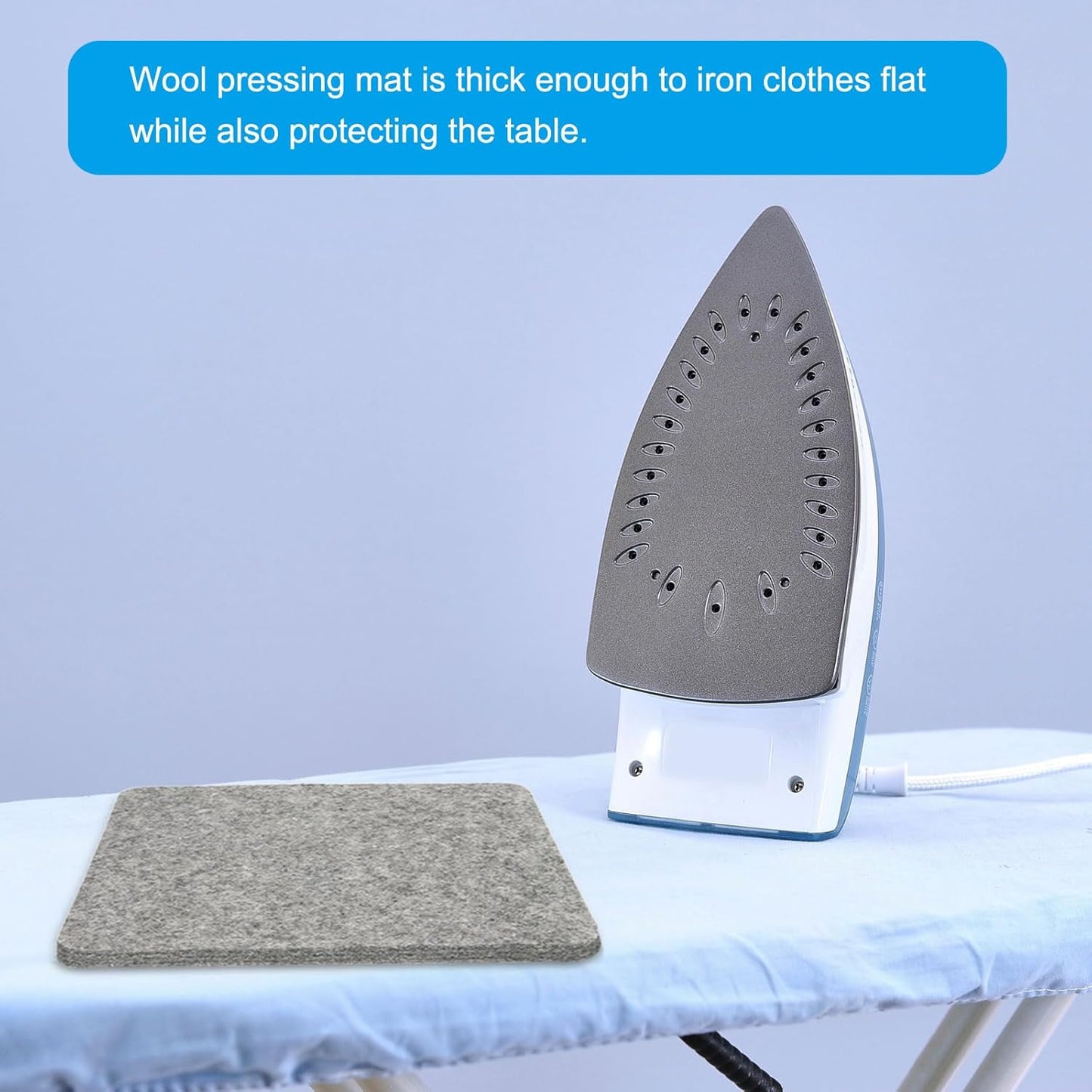 PATIKIL Wool Pressing Mat, 10" x 10" Wool Ironing Pad Blanket 0.5" Thickened Heat Resistant Quilting Ironing Pad for Quilters Sewing Craft, Grey