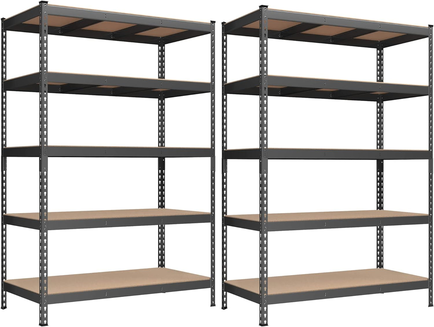 SONGMICS 5-Tier Storage Shelves, Load 2310 lb, Set of 2 Garage Storage, Boltless Assembly, Adjustable Shelving Unit, 23.6 x 47.2 x 70.9 Inches, for Study Shed Basement, Gray UGLR600G02