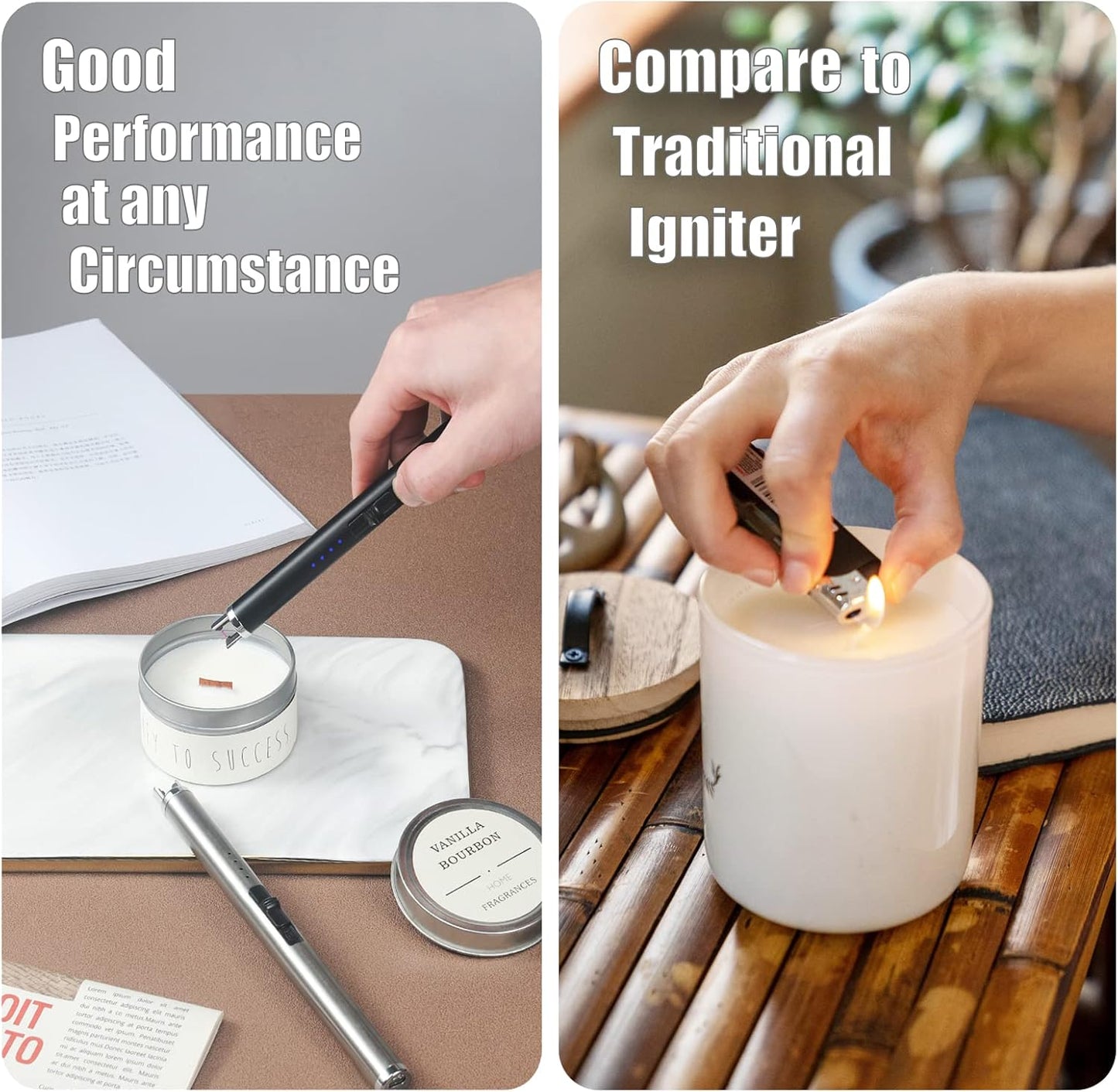 Exquisite Candle Accessories Tool Pack Bag, Rechargeable Electric Lighter， Wick Trimmer, Dipper, Snuffer and Tray Holder Elegant Kit Gift for Candle Lovers in Dating, Valentines Decor. (French Gold)