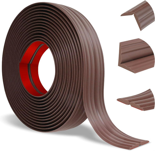 Wall Corner Protector Peel and Stick Corner Trim Molding Flexible Inside & Outside Wall Edge Guard Self Adhesive Moulding Trim for Edge Use, Brown, 1.6” W x 10’ L