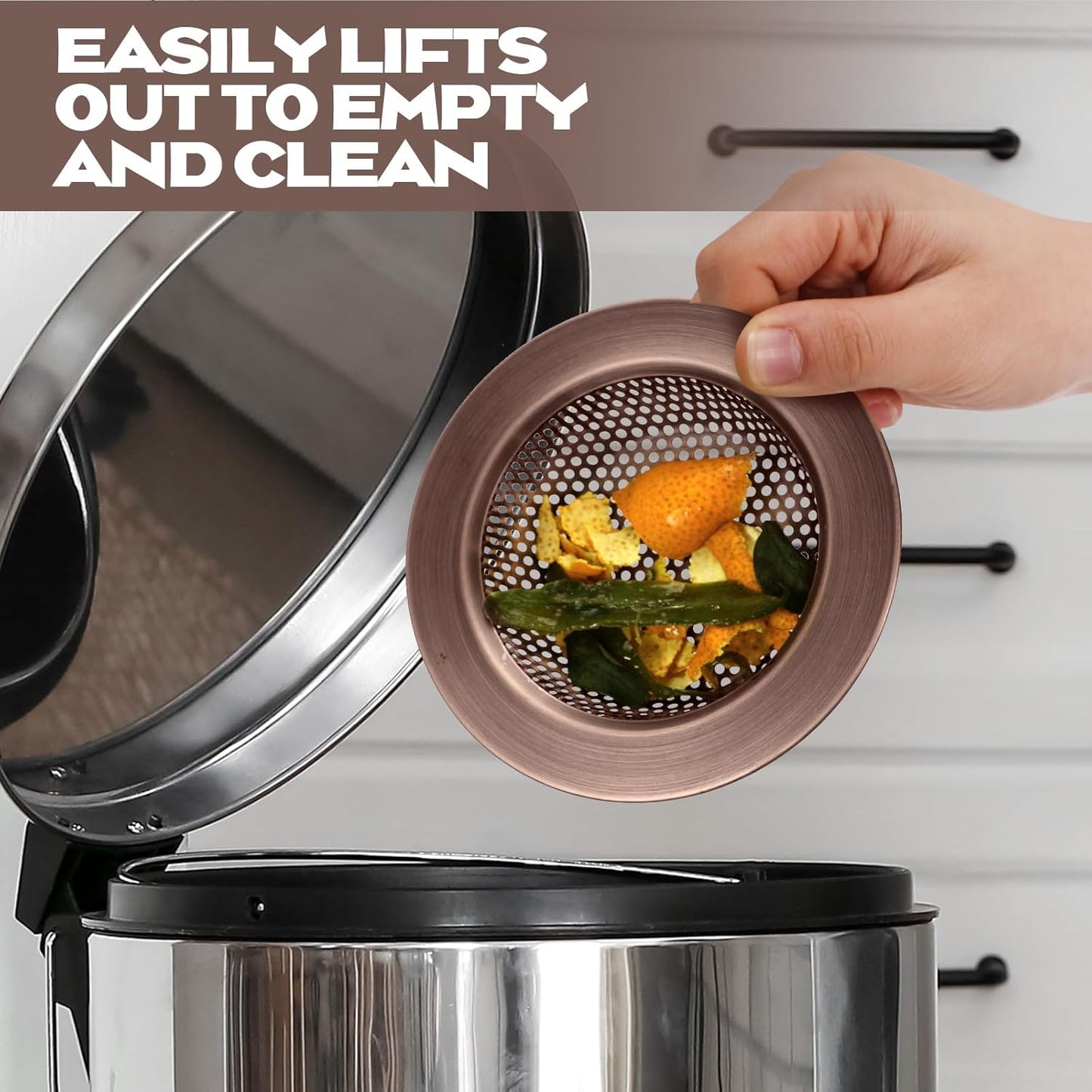 Retisee 2 Pcs Sink Strainer Stainless Steel Kitchen Sink Drain Strainer Basket Cover Mesh Hair Food Catcher, Large Wide Rim of 4.4 Diameter(Red Bronze)