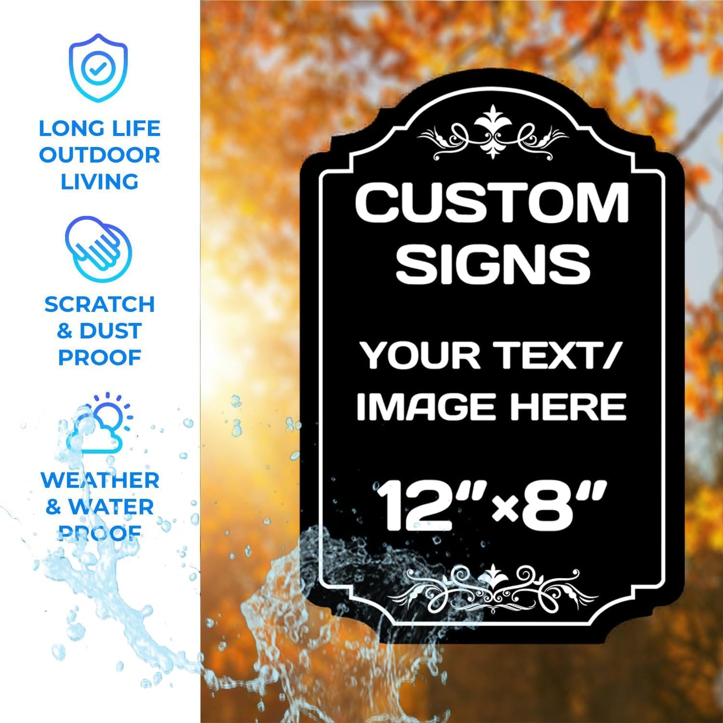 Custom Aluminum Weatherproof Metal Garden Signs - Multiple Sizes, Personalized Text & Picture Here