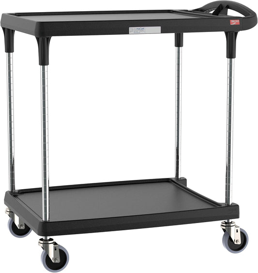 Metro myCart Plus Utility Cart - Choose-Your-Height Adjustable Heavy Duty Rolling Cart for Home, Commercial and Industrial Use - 2-Shelf, 300 lbs Capacity - 23.9" W x 34.4" L x 35.5-39.5" H - Black