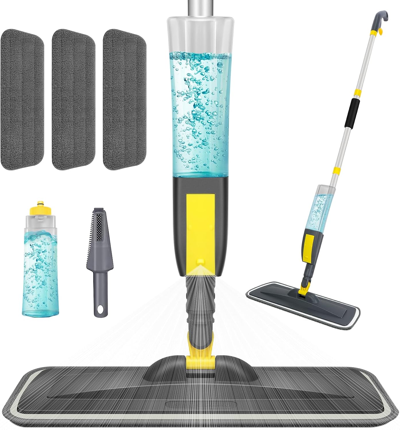 NileHome Spray Mop for Floor Cleaning, Dust Mop with 3 Pcs Washable Pads and 400 ml Refillable Bottle for Household or Commercial Use Wet Mop for Hardwood Laminate Tile Ceramic