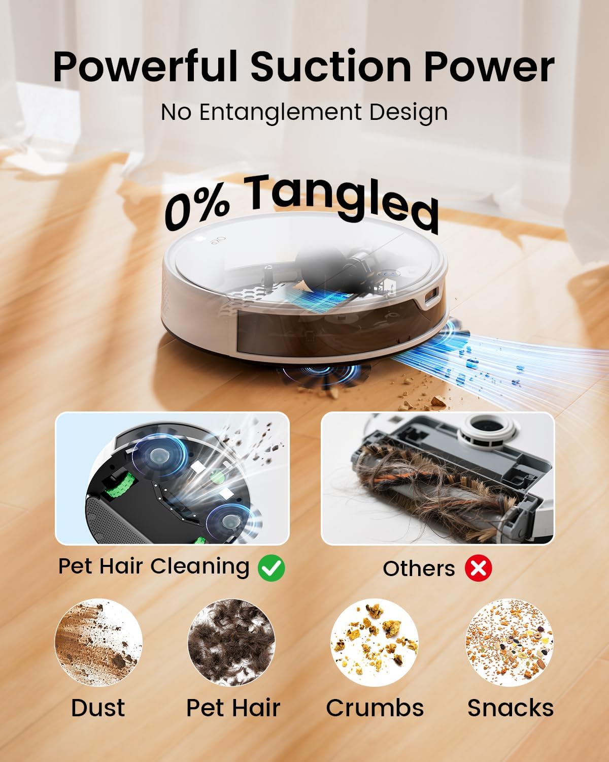 OKP Robot Vacuum and Mop Combo K5 Ultra Small Robotic Cleaner with ToF LiDAR Navigation, 6000pa Suction, WiFi/App/Alexa Control, 170min Runtime, 500ML Dust Box, Ideal for Pet Hair and Home