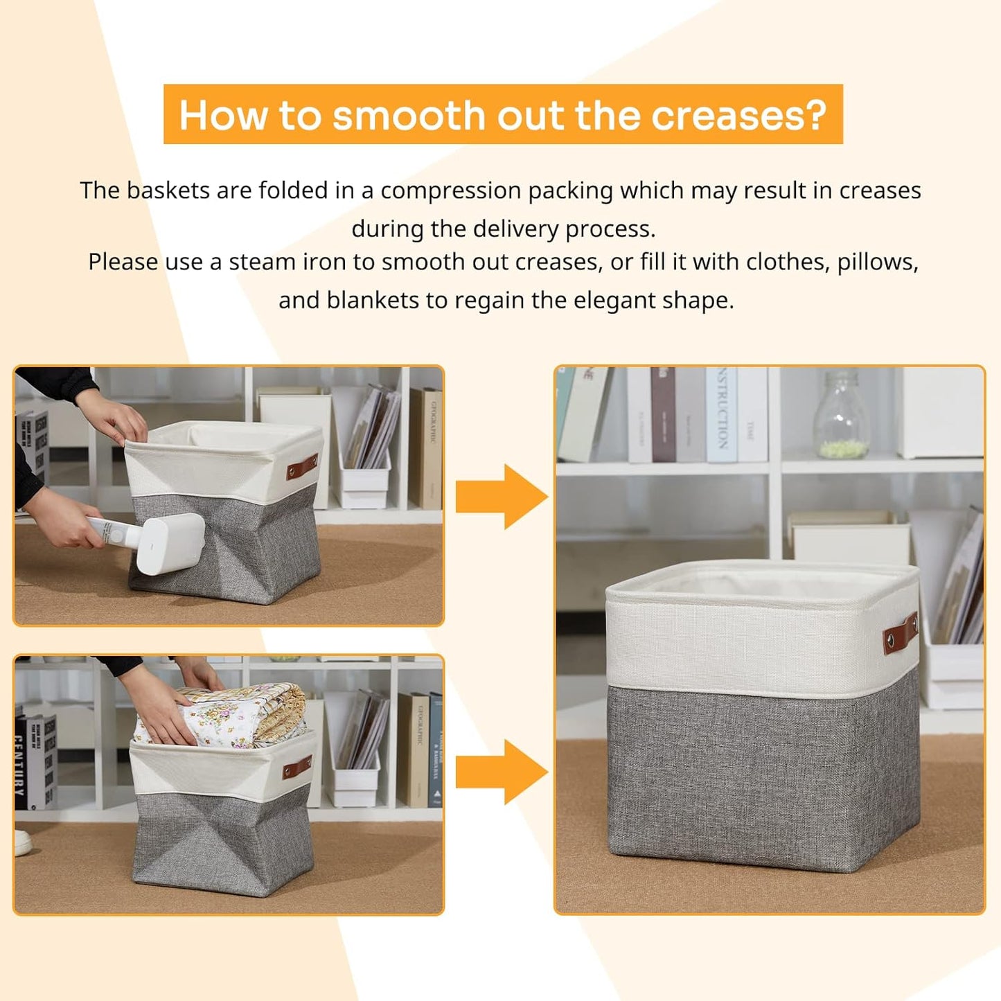 DULLEMELO 11 Inch Cube Storage Bins Fabric Storage Cubes 4 Pack Foldable Cube Storage Baskets for Cube Organizer, Cube Storage Organizer Bins for Home Office Organizer Closet, Shelves, Toy, Nursery