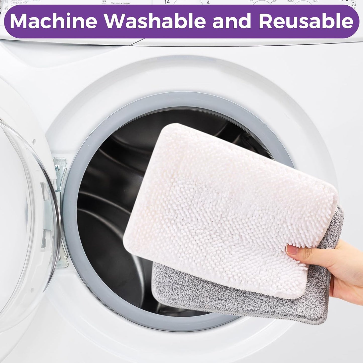 4 Mop Pads Refill for wlich Baseboard Cleaner(2 Chenille Pads+2 Microfiber Pads),Baseboard Cleaner Pad Refills for Ceiling, Wall, Floor and Baseboard Cleaning