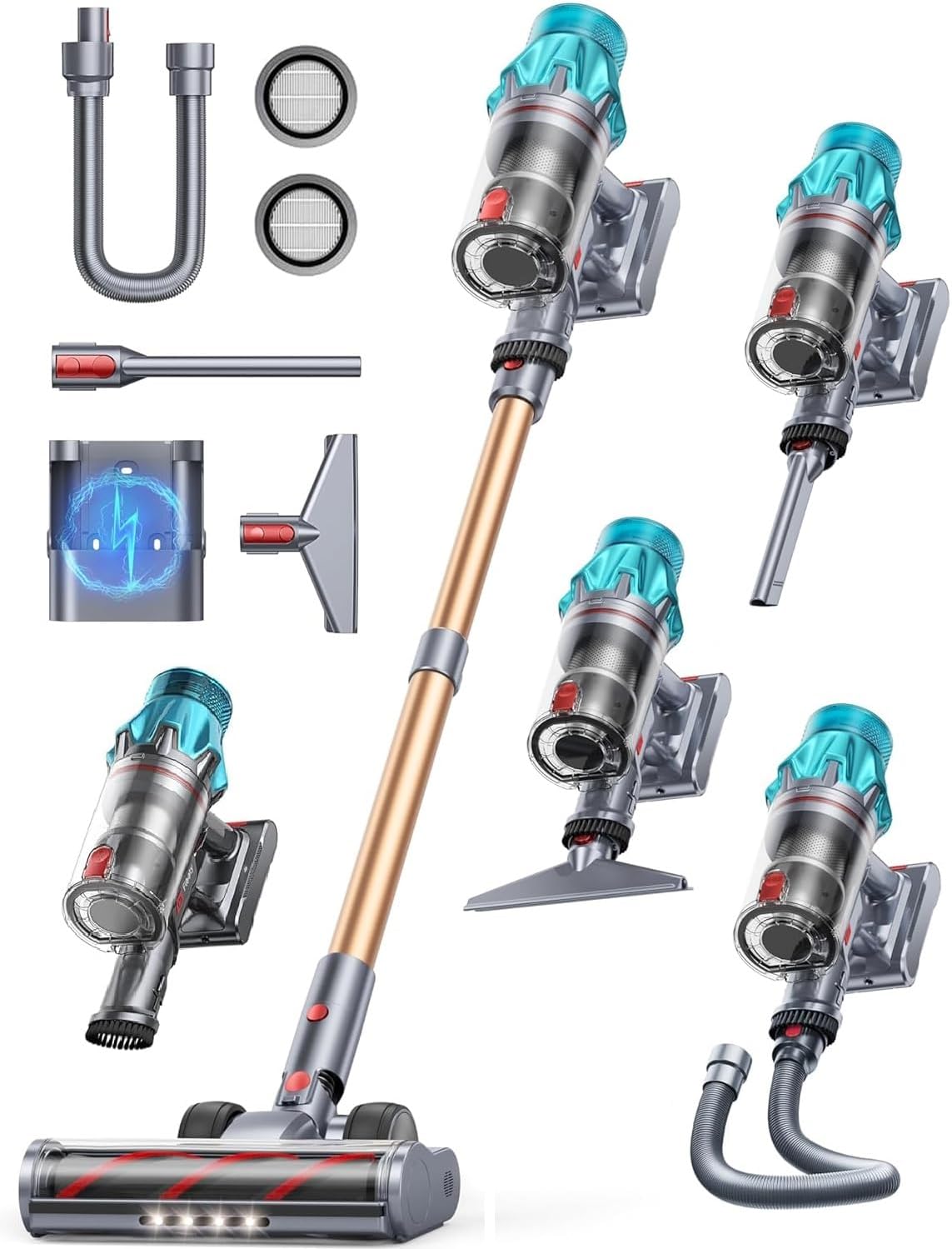 Cordless Vacuum Cleaner 600W/50Kpa, Stick Vacuum Cleaners 65 Mins Max Runtime with Charging Dock, Self-Standing Handheld Vacuum with Touch Display, 6-in-1 Vacuum Cleaner for Carpet/Hard Floor/Pet Hair